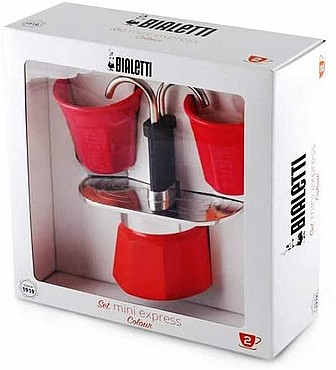 Bialetti Mini Express Set Espresso Maker, Red - Worldshop