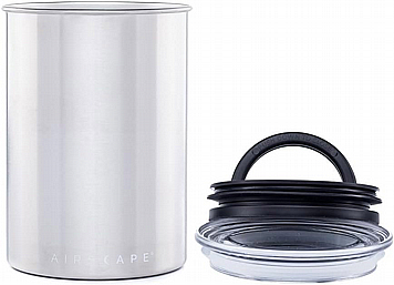 מיכל איחסון קפה AIRSCAPE נירוסטה מוברשת 500 גרם מיכל איחסון קפה AIRSCAPE נירוסטה מוברשת 500 גרם