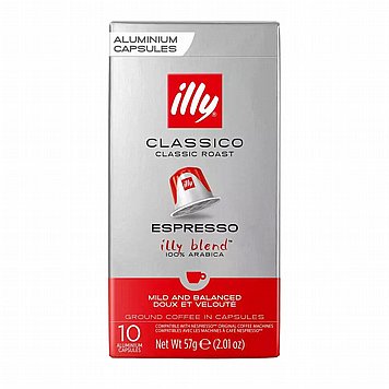 10 קפסולות אלומיניום ILLY classico espresso 100% arabica תואמות נספרסו - חוזק 8 10 קפסולות אלומיניום ILLY classico espresso 100% arabica תואמות נספרסו - חוזק 8