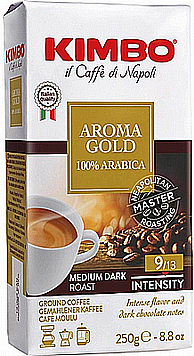 250 גרם קפה טחון קימבו Kimbo Aroma Gold 100% Arabica - חוזק 9 250 גרם קפה טחון קימבו Kimbo Aroma Gold 100% Arabica - חוזק 9