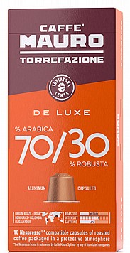 10 קפסולות תואמות נספרסו Caffe Mauro DE LUXE 10 קפסולות תואמות נספרסו Caffe Mauro DE LUXE