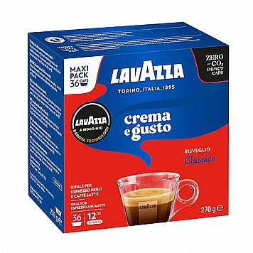 36 קפסולות קפה LAVAZZA A MODO MIO אורגינל תערובת Crema e Gusto- אדום-כחול 36 קפסולות קפה LAVAZZA A MODO MIO אורגינל תערובת Crema e Gusto- אדום-כחול