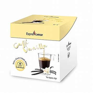 16 קפסולות תואמות דולצ'ה גוסטו Espressomor - קפה בטעם וניל 16 קפסולות תואמות דולצ'ה גוסטו Espressomor - קפה בטעם וניל