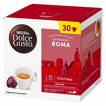 30 קפסולות מקורי דולצה גוסטו Dolce Gusto Nescafe Espresso Roma חוזק 8 30 קפסולות מקורי דולצה גוסטו Dolce Gusto Nescafe Espresso Roma חוזק 8